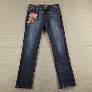 KUT from the Kloth Katy Boyfriend Jeans Womens 6 Blue Embroidered Floral Denim